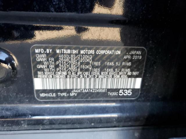 2019 Mitsubishi Eclipse Cross Es VIN: JA4AT3AA1KZ049561 Lot: 58959484