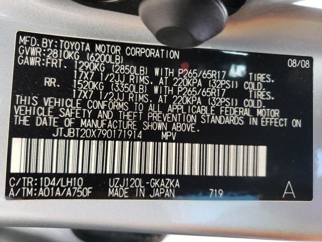 2009 Lexus Gx 470 VIN: JTJBT20X790171914 Lot: 59362774