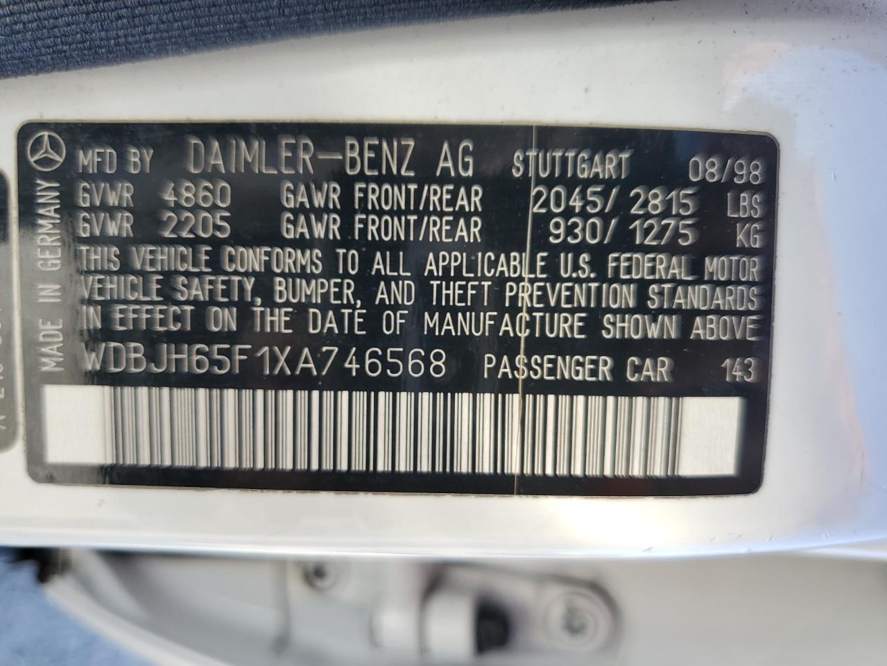 WDBJH65F1XA746568 1999 Mercedes-Benz E 320