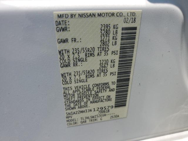 2018 Nissan Murano S VIN: 5N1AZ2MH3JN129579 Lot: 59830314
