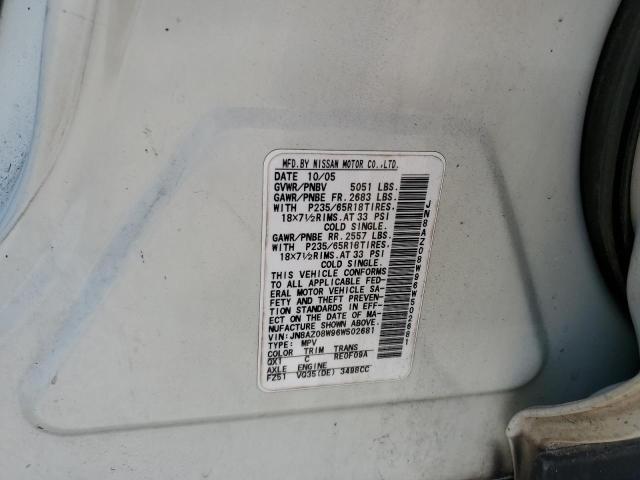 2006 Nissan Murano Sl VIN: JN8AZ08W96W502681 Lot: 60201814