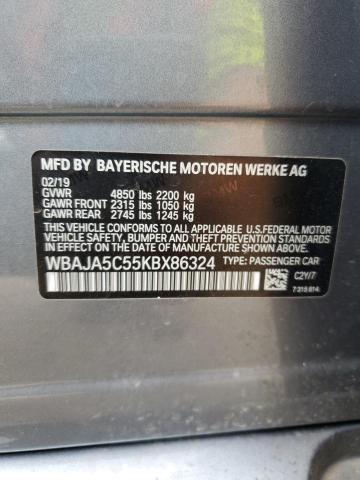 2019 BMW 530 I VIN: WBAJA5C55KBX86324 Lot: 59371284