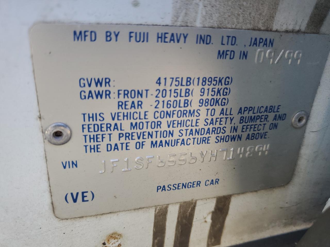 JF1SF6556YH714894 2000 Subaru Forester S