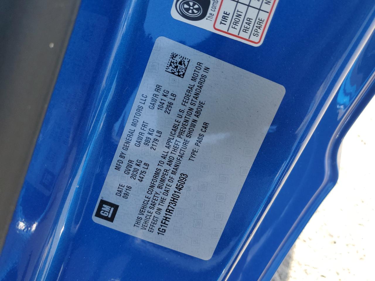 1G1FH1R73H0145093 2017 Chevrolet Camaro Ss