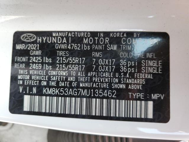 2021 Hyundai Kona Ultimate VIN: KM8K53AG7MU135462 Lot: 57804244