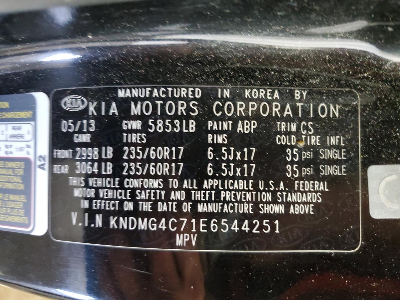 KNDMG4C71E6544251 2014 Kia Sedona Lx