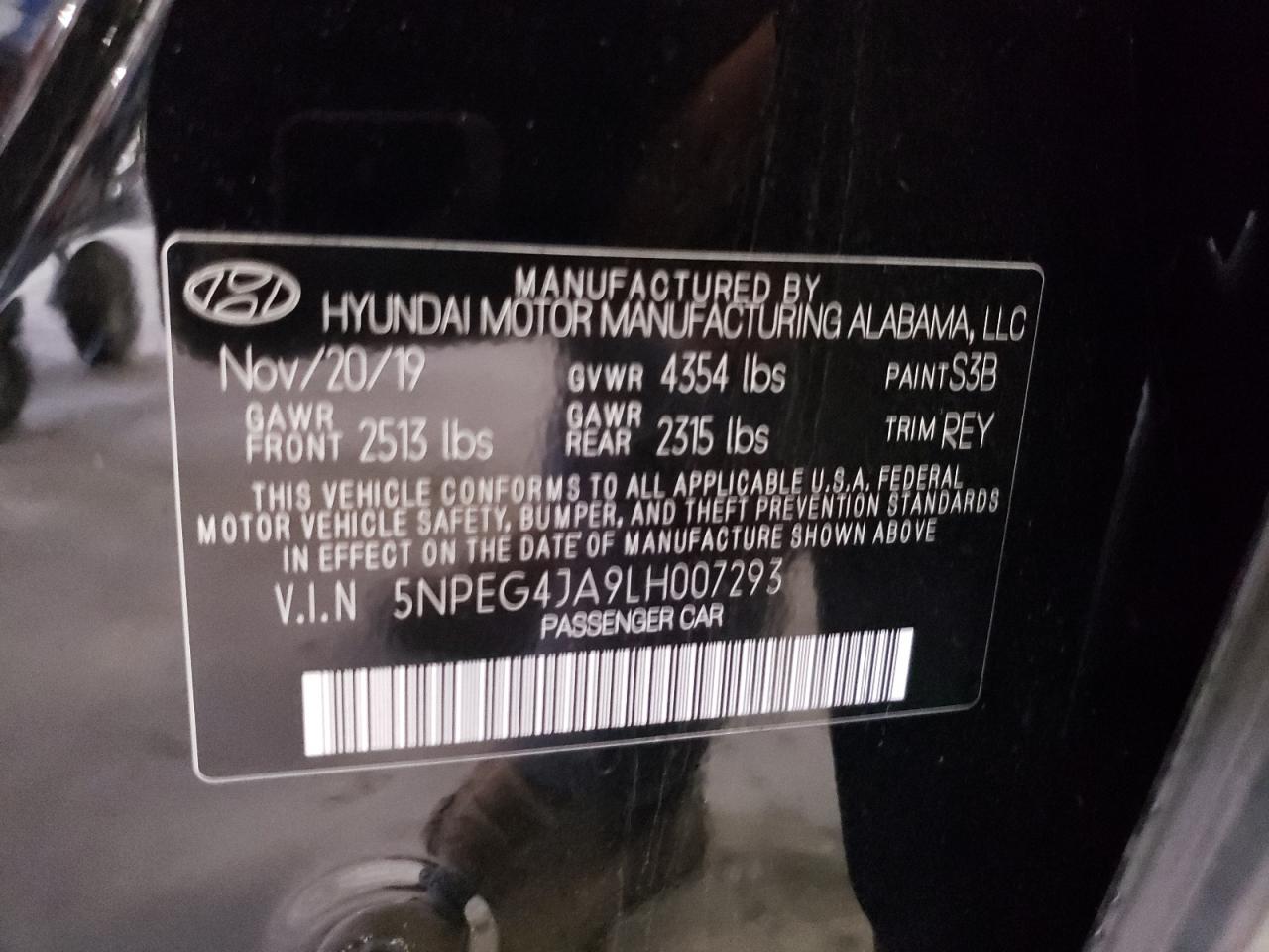 5NPEG4JA9LH007293 2020 Hyundai Sonata Se