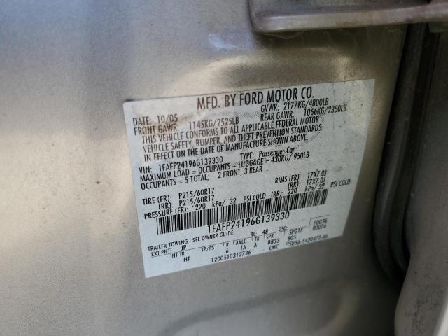 2006 Ford Five Hundred Sel VIN: 1FAFP24196G139330 Lot: 59779644