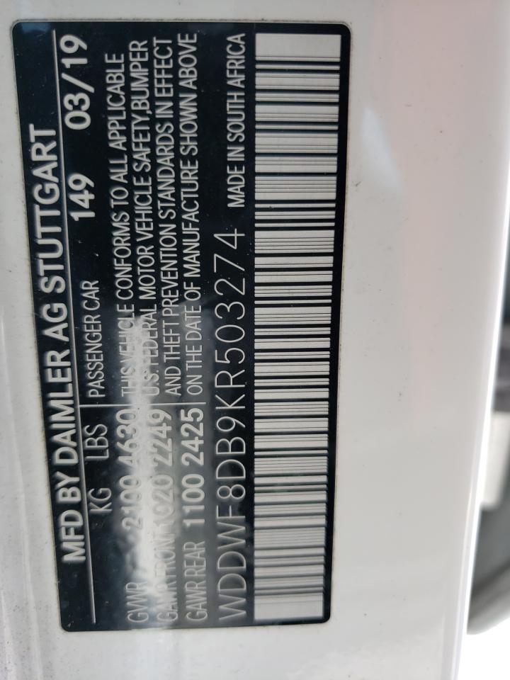 WDDWF8DB9KR503274 2019 Mercedes-Benz C 300