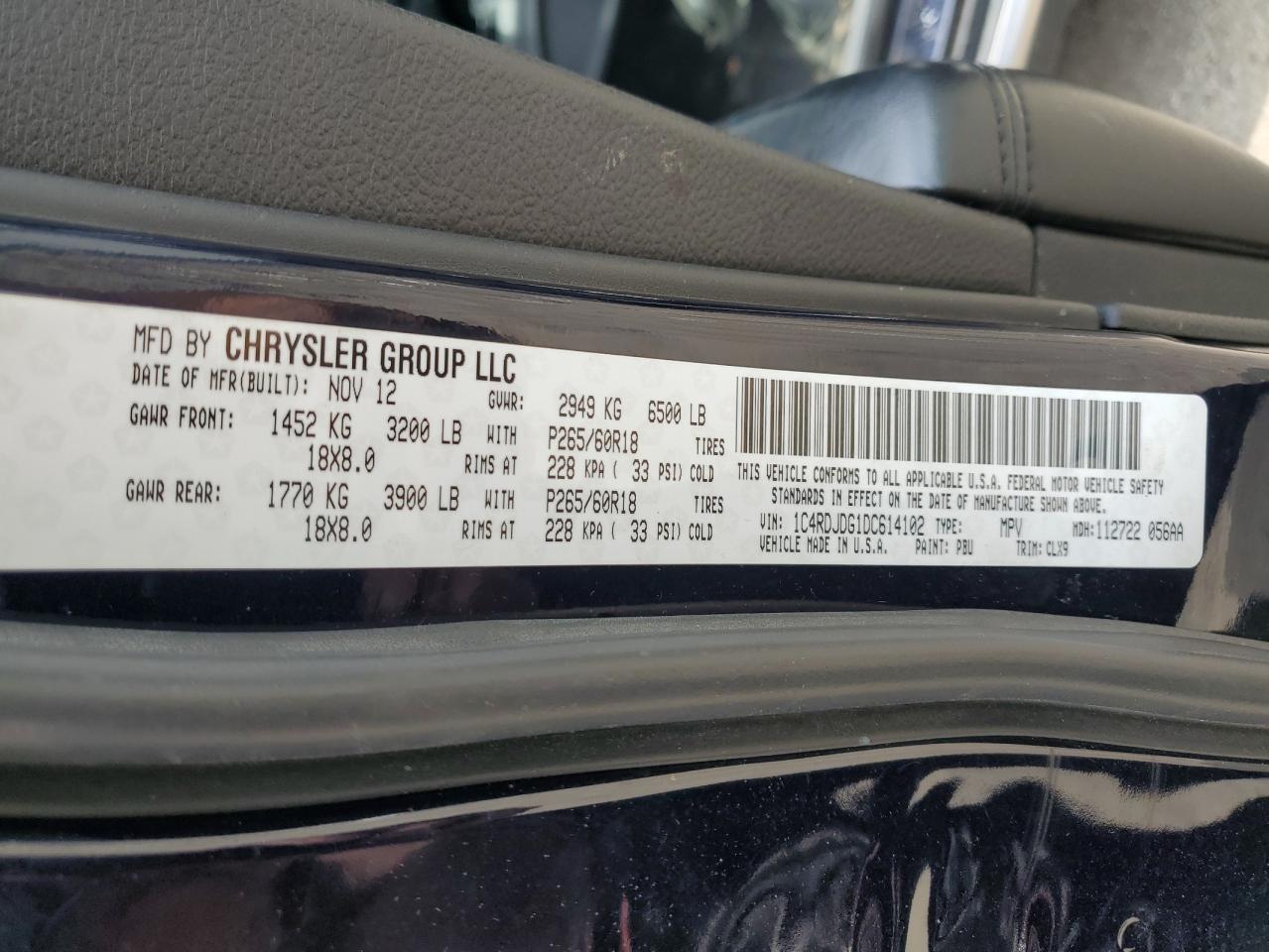 1C4RDJDG1DC614102 2013 Dodge Durango Crew