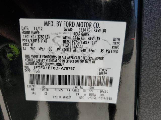 2013 Ford F150 Super Cab VIN: 1FTFX1EF8DFA79767 Lot: 57926544