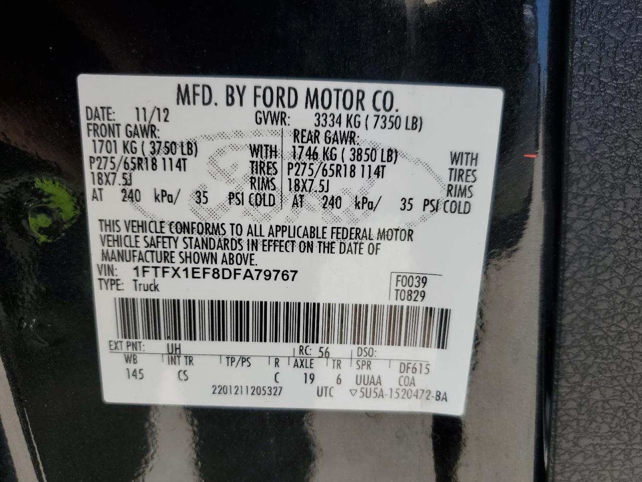 1FTFX1EF8DFA79767 2013 Ford F150 Super Cab
