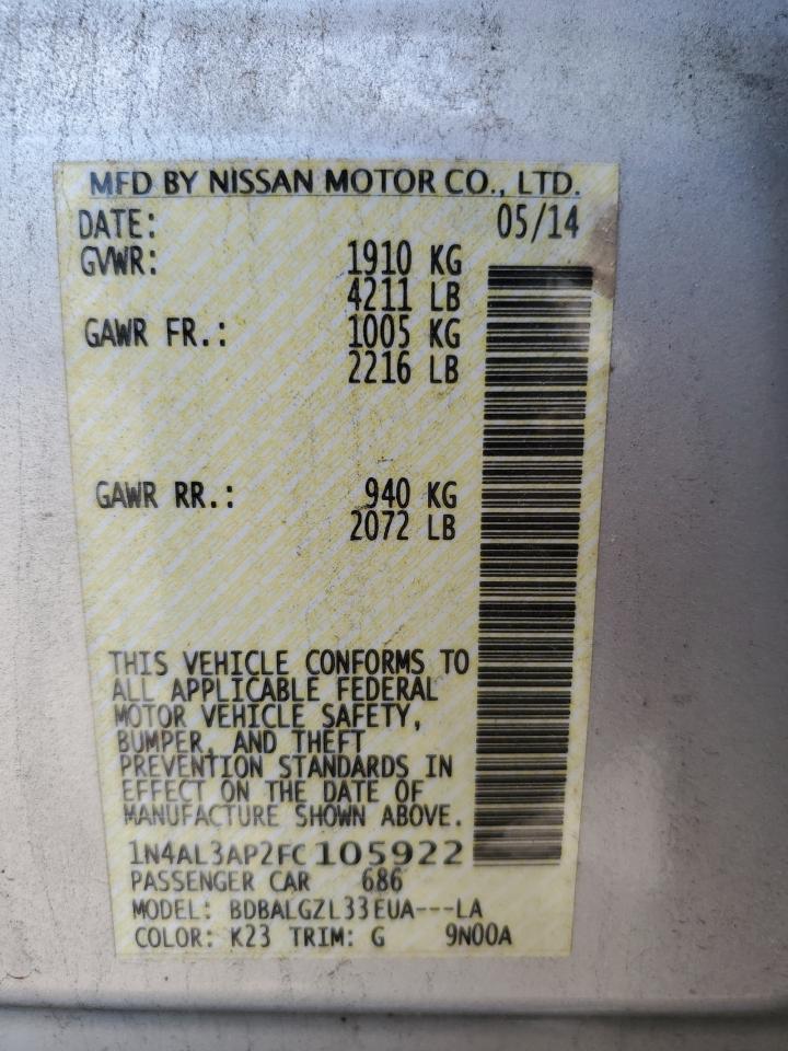 1N4AL3AP2FC105922 2015 Nissan Altima 2.5