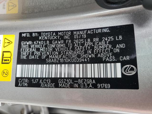 2019 Lexus Es 350 VIN: 58ABZ1B10KU039441 Lot: 57858884