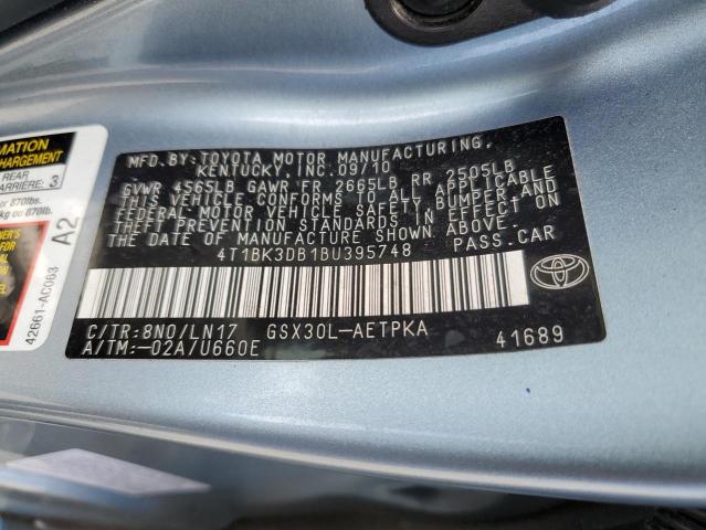 2011 Toyota Avalon Base VIN: 4T1BK3DB1BU395748 Lot: 58505794