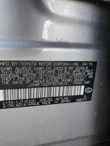 2015 Lexus Is 250 VIN: JTHBF1D2XF5074612 Lot: 60500894