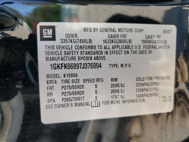 2007 GMC Yukon Xl Denali VIN: 1GKFK66897J376094 Lot: 57312634