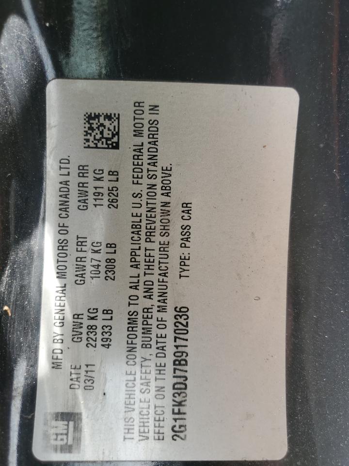 2G1FK3DJ7B9170236 2011 Chevrolet Camaro 2Ss