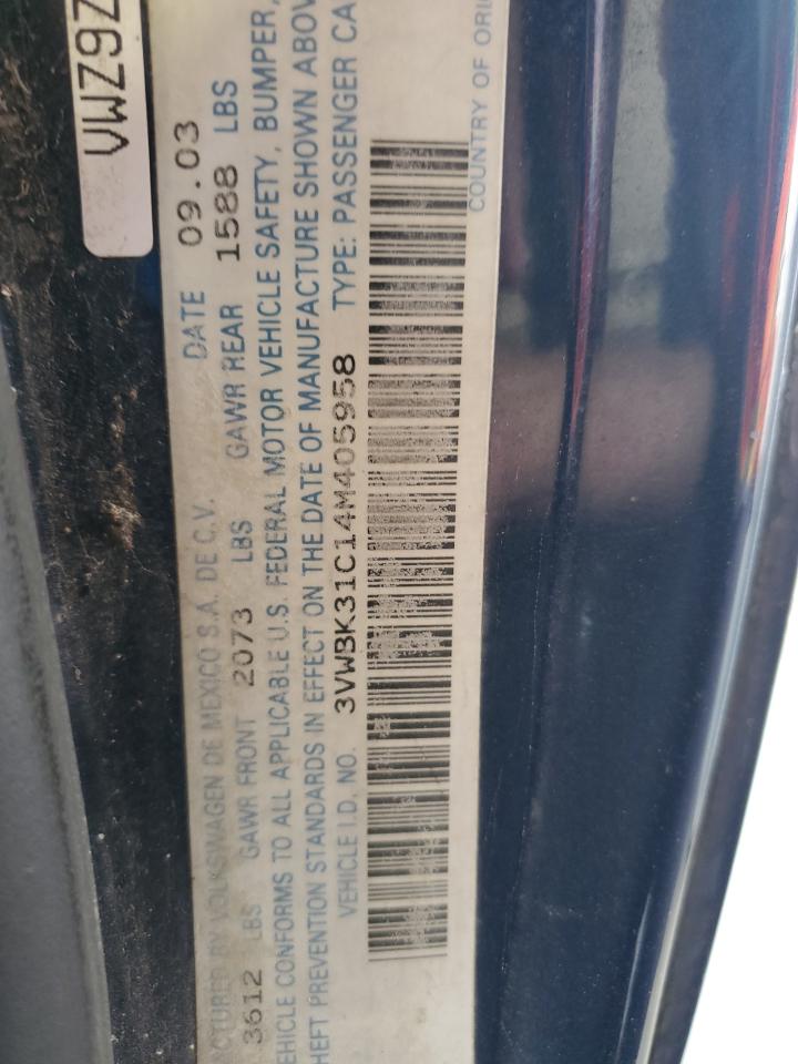 3VWBK31C14M405958 2004 Volkswagen New Beetle Gl