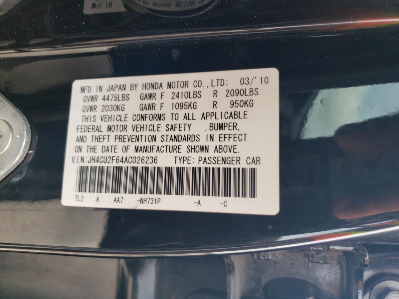 JH4CU2F64AC026236 2010 Acura Tsx