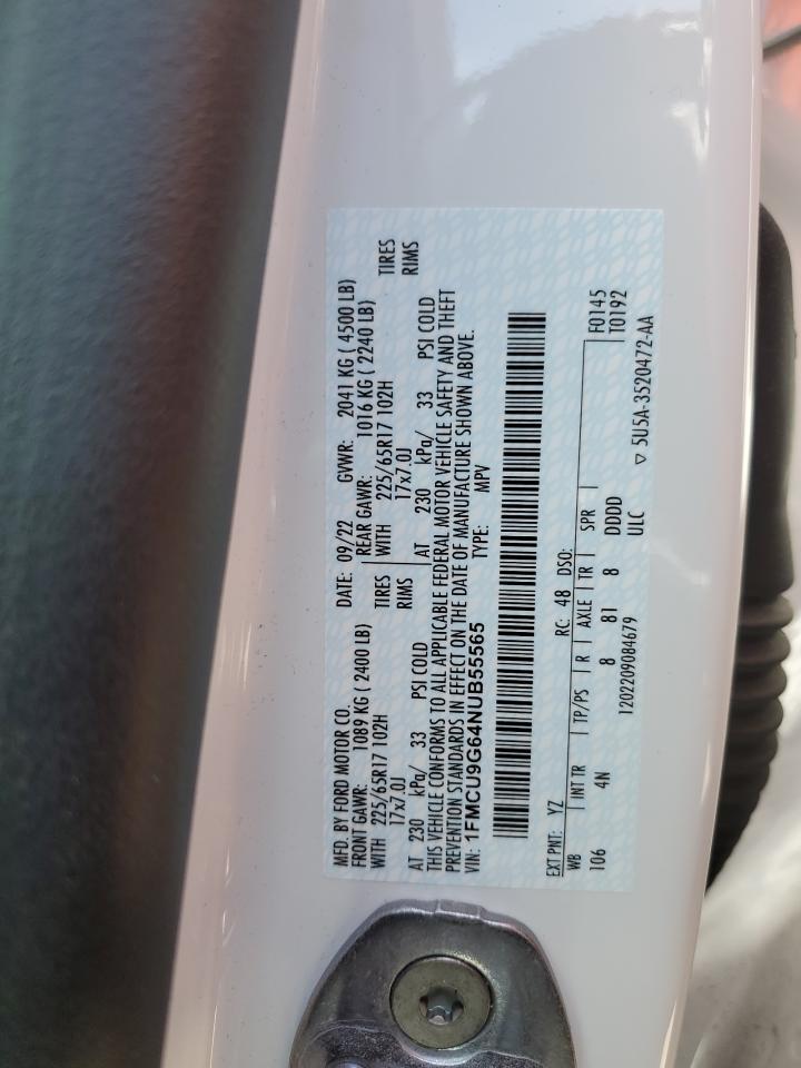 1FMCU9G64NUB55565 2022 Ford Escape Se