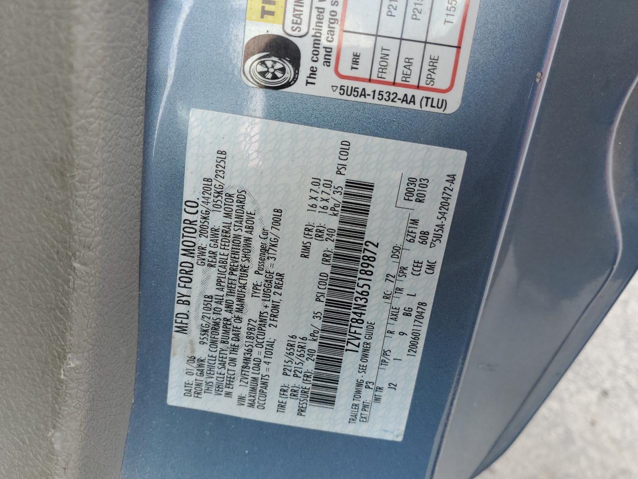 1ZVFT84N365189872 2006 Ford Mustang