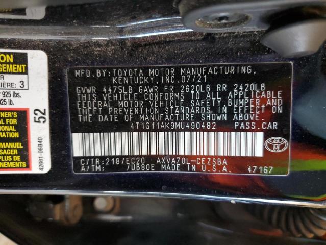 VIN 4T1G11AK9MU490482 2021 Toyota Camry, SE no.12