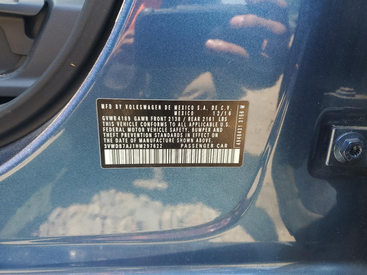 3VWDB7AJ1HM297622 2017 Volkswagen Jetta Se