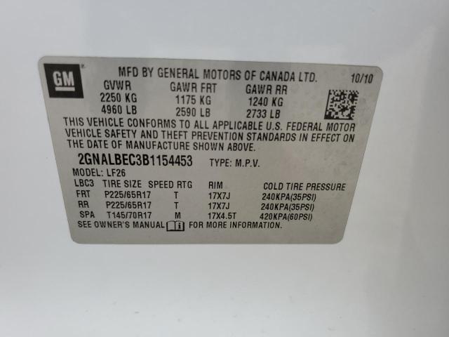 2011 Chevrolet Equinox Ls VIN: 2GNALBEC3B1154453 Lot: 60620164