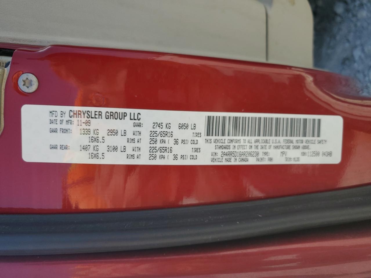 2A4RR5D16AR206230 2010 Chrysler Town & Country Touring