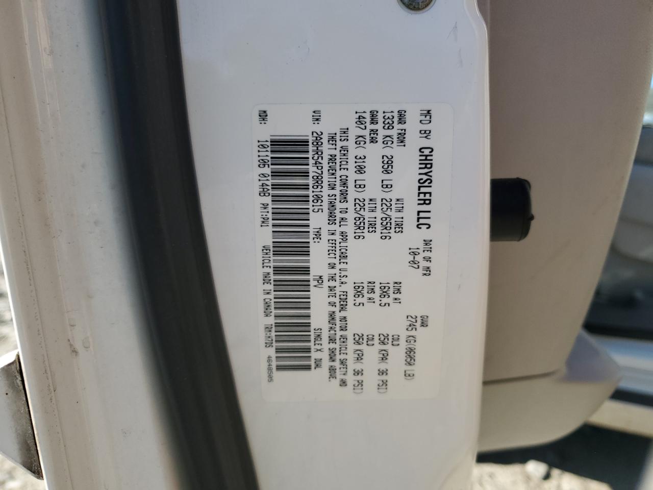 2A8HR54P78R610615 2008 Chrysler Town & Country Touring