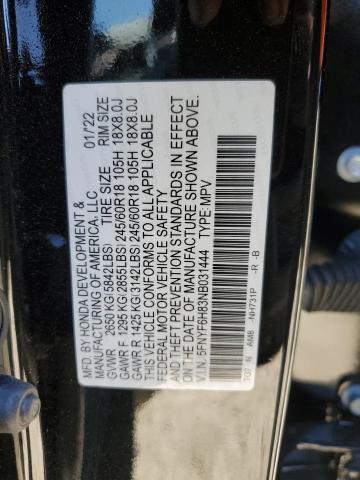 2022 HONDA PILOT TRAI 5FNYF6H83NB031444