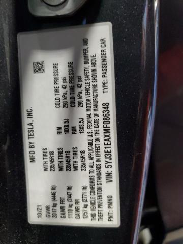 5YJ3E1EAXMF086348 2021 Tesla Model 3