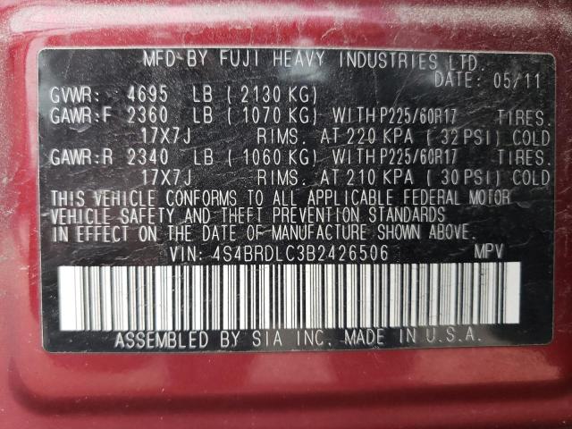 2011 Subaru Outback 3.6R Limited VIN: 4S4BRDLC3B2426506 Lot: 57091054