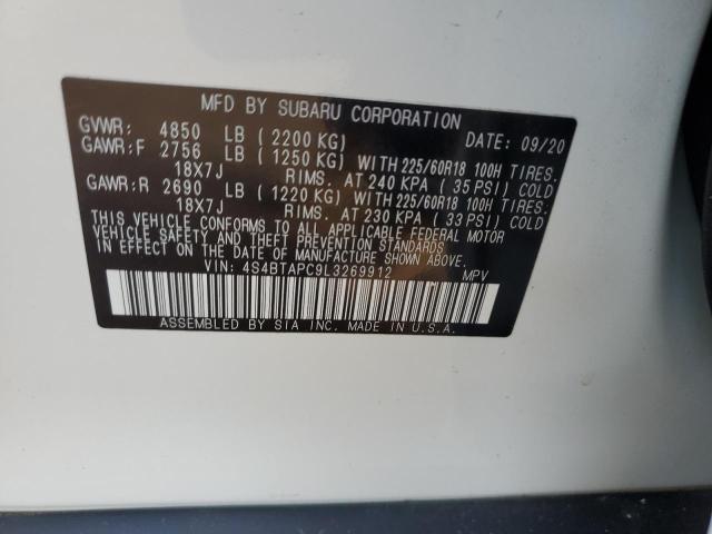 2020 Subaru Outback Touring VIN: 4S4BTAPC9L3269912 Lot: 58240004