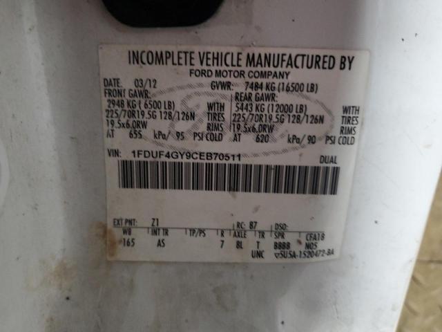 2012 Ford F450 Super Duty VIN: 1FDUF4GY9CEB70511 Lot: 61114484