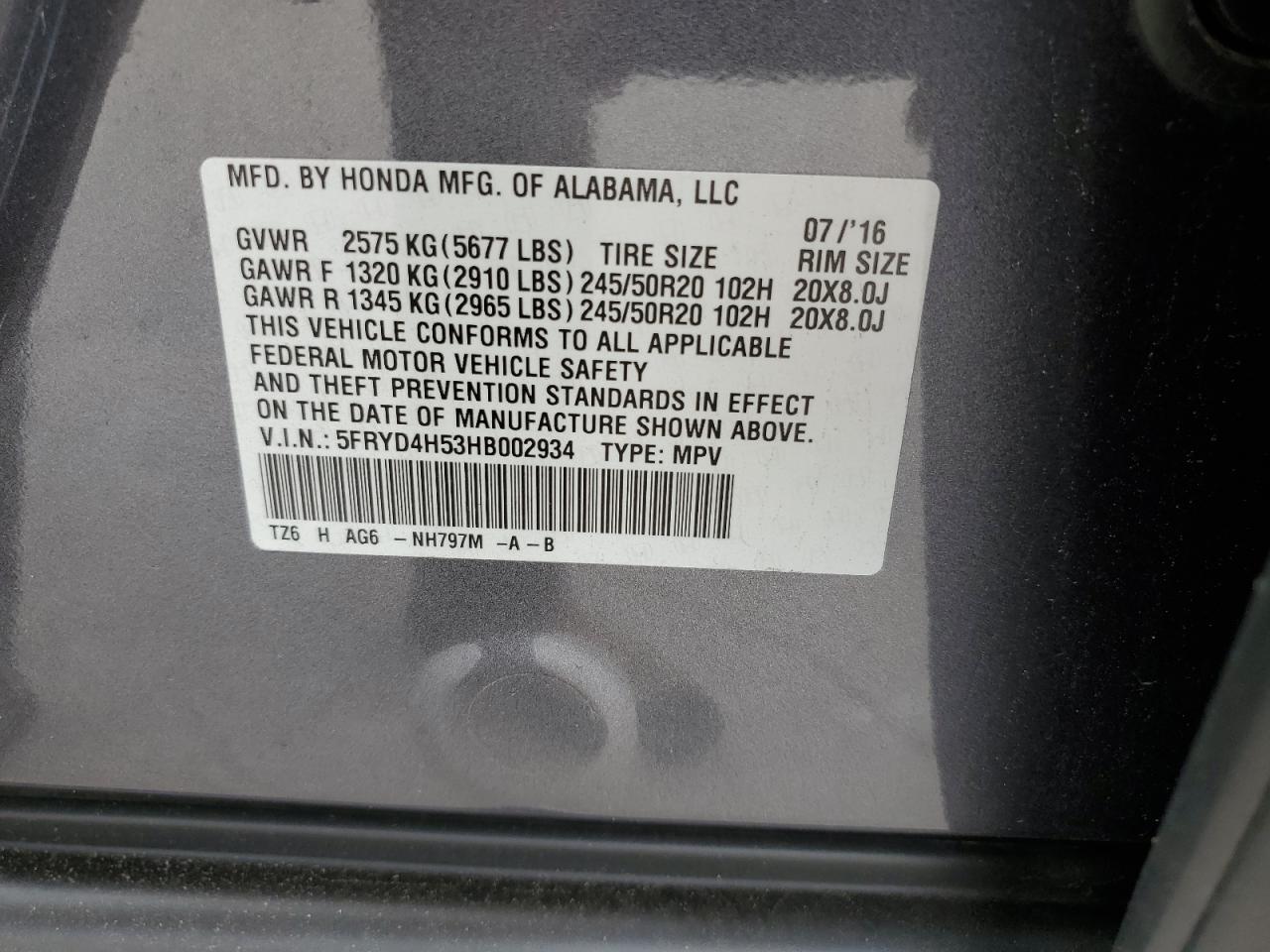 5FRYD4H53HB002934 2017 Acura Mdx Technology