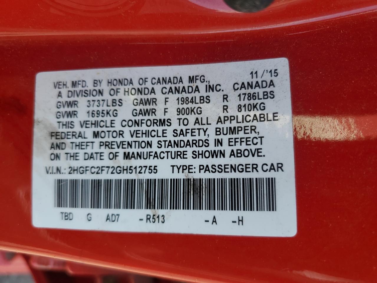 2HGFC2F72GH512755 2016 Honda Civic Ex 2HGFC2F72GH512755 2016 Honda Civic Ex