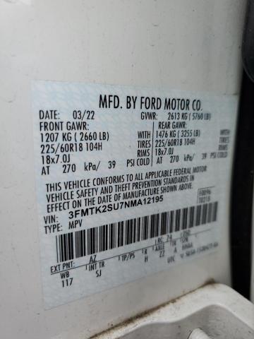 2022 Ford Mustang Mach-E California Route 1 VIN: 3FMTK2SU7NMA12195 Lot: 58688314