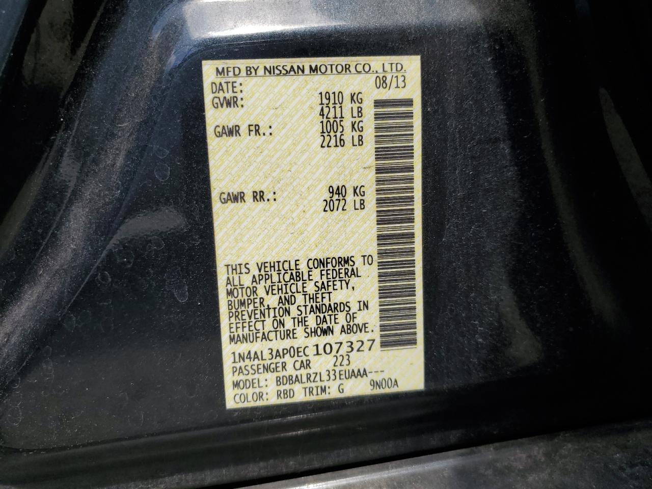 1N4AL3AP0EC107327 2014 Nissan Altima 2.5