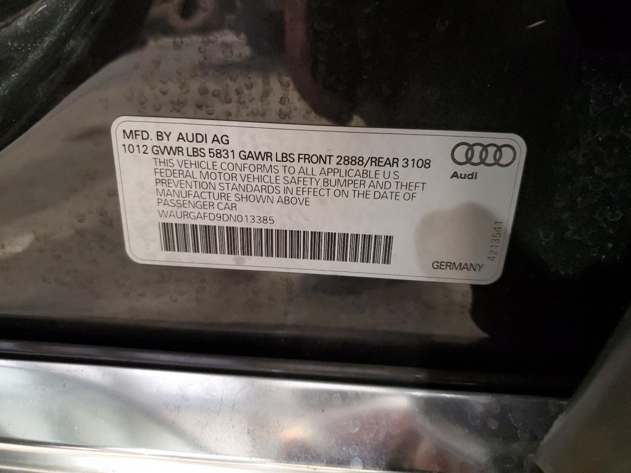 WAURGAFD9DN013385 2013 Audi A8 L Quattro