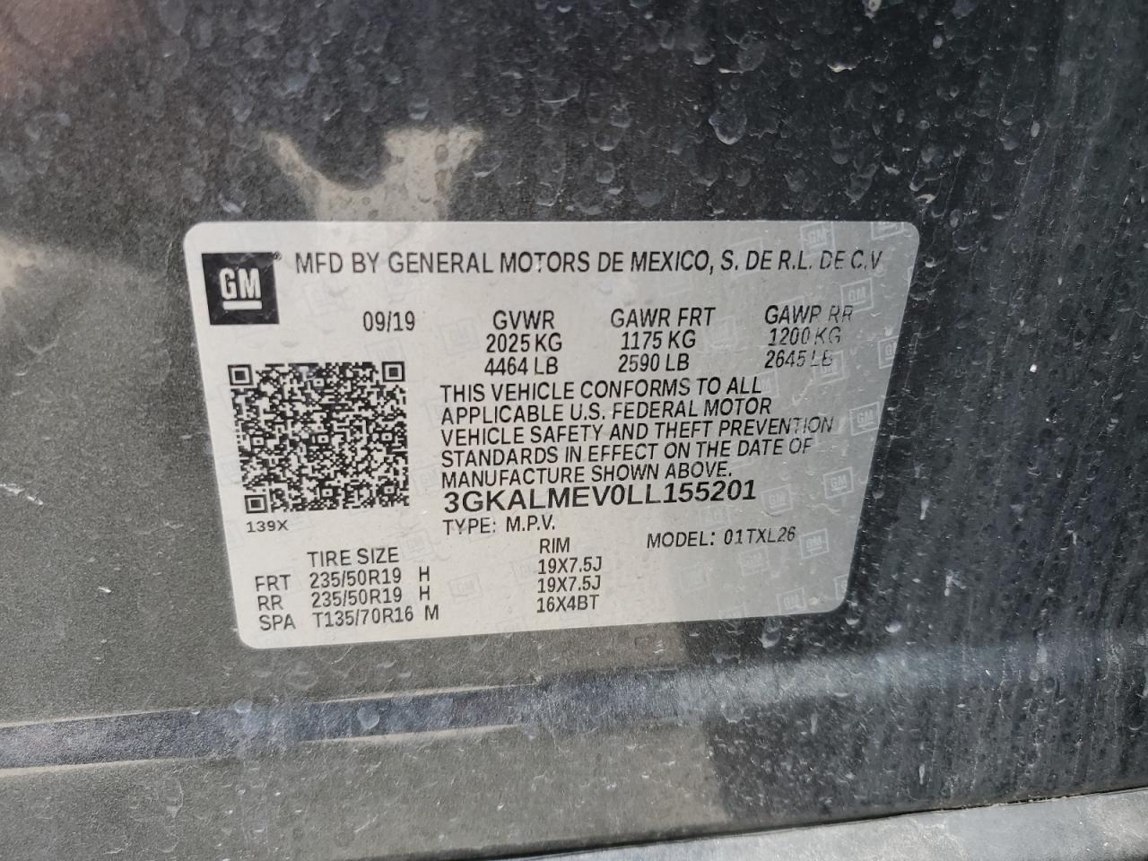 3GKALMEV0LL155201 2020 GMC Terrain Sle