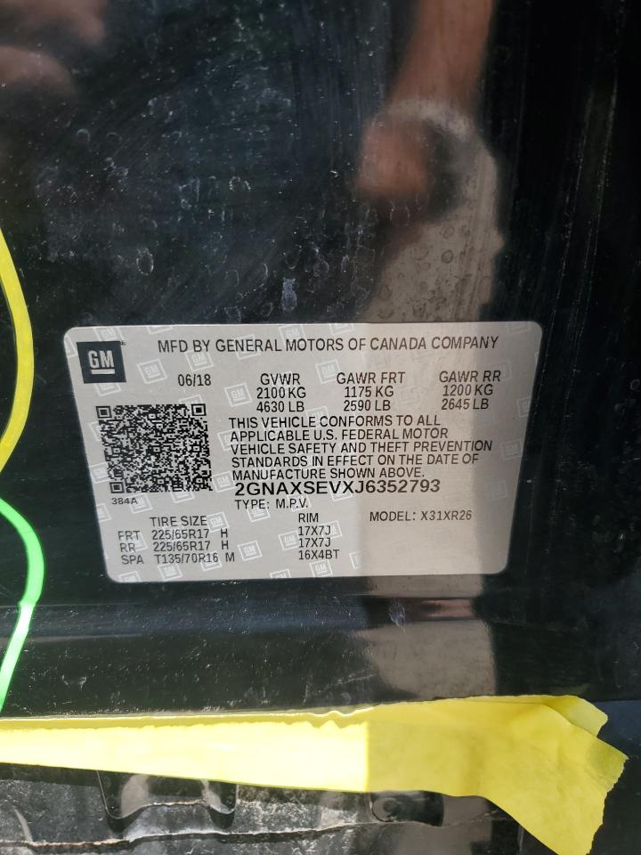 2018 Chevrolet Equinox Lt vin: 2GNAXSEVXJ6352793