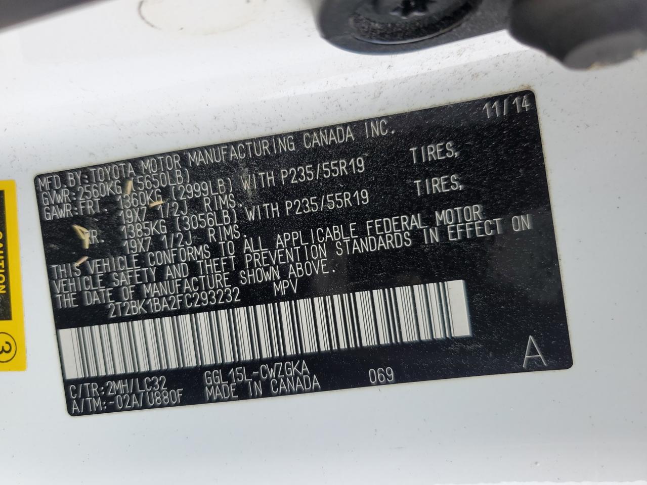 2T2BK1BA2FC293232 2015 Lexus Rx 350 Base