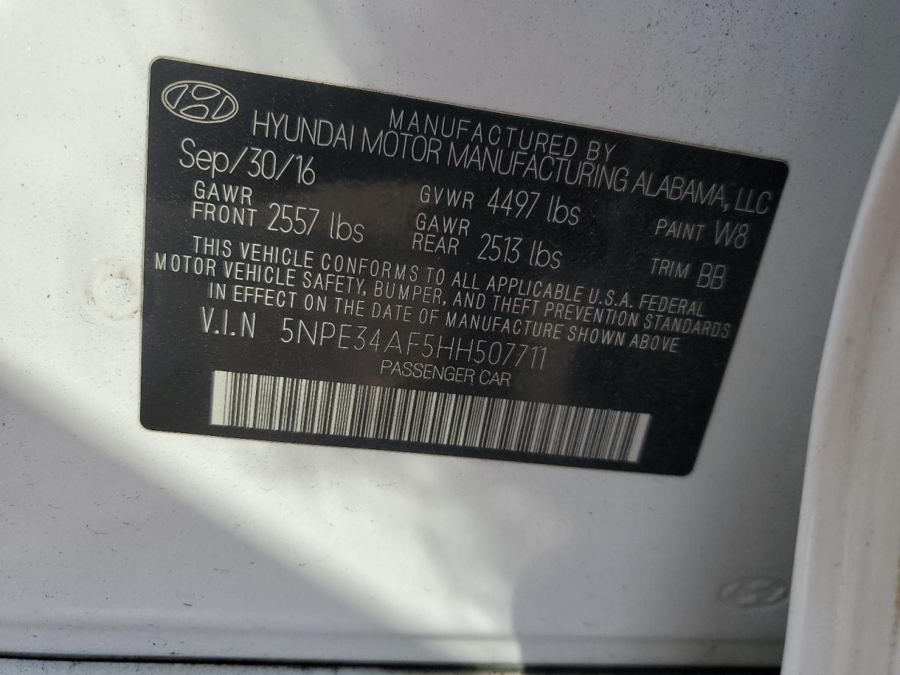 5NPE34AF5HH507711 2017 Hyundai Sonata Sport