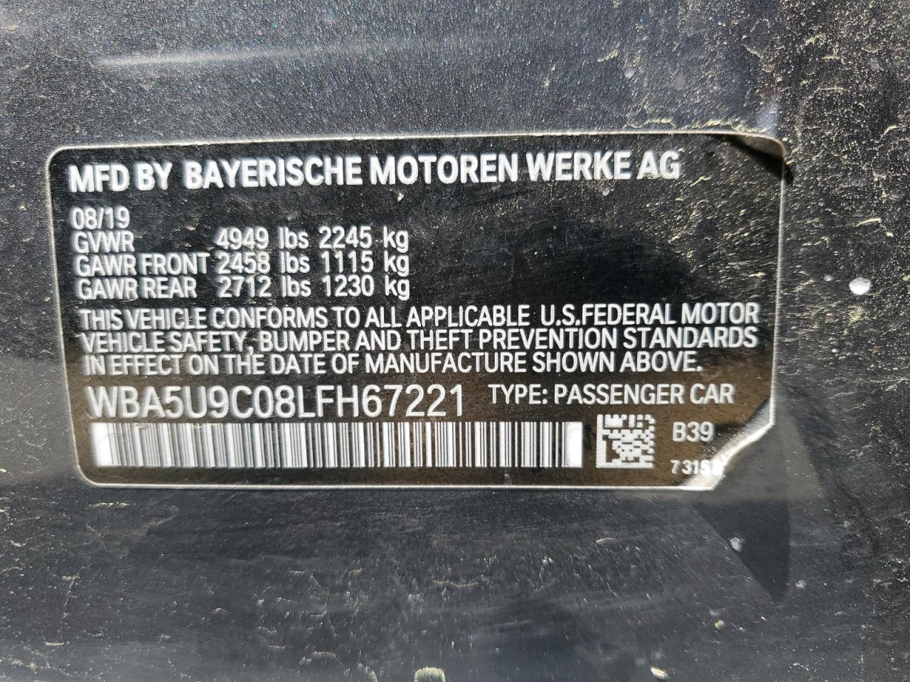 WBA5U9C08LFH67221 2020 BMW M340Xi