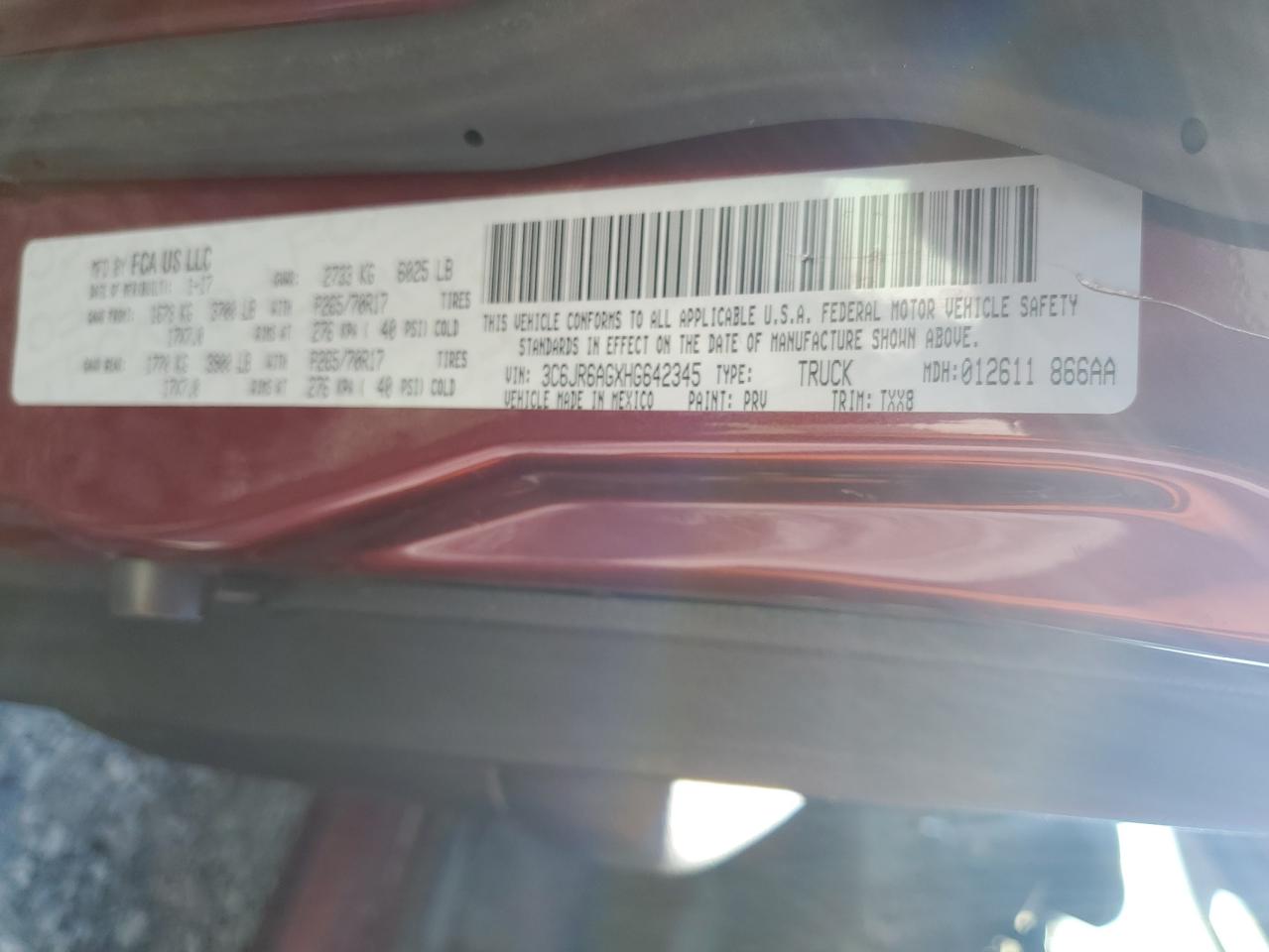 3C6JR6AGXHG642345 2017 Ram 1500 St