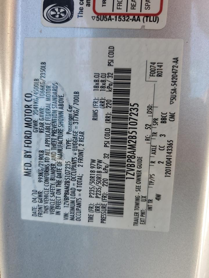 1ZVBP8AM2B5107235 2011 Ford Mustang