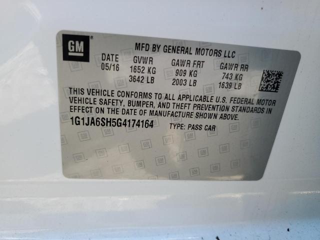 2016 Chevrolet Sonic Ls VIN: 1G1JA6SH5G4174164 Lot: 58708474