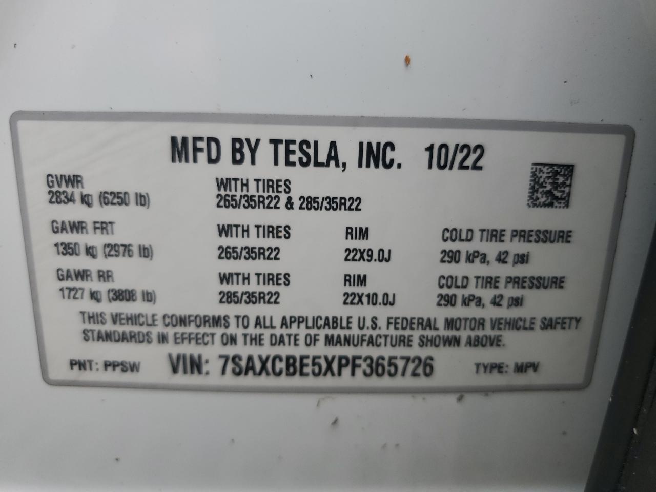 7SAXCBE5XPF365726 2023 Tesla Model X